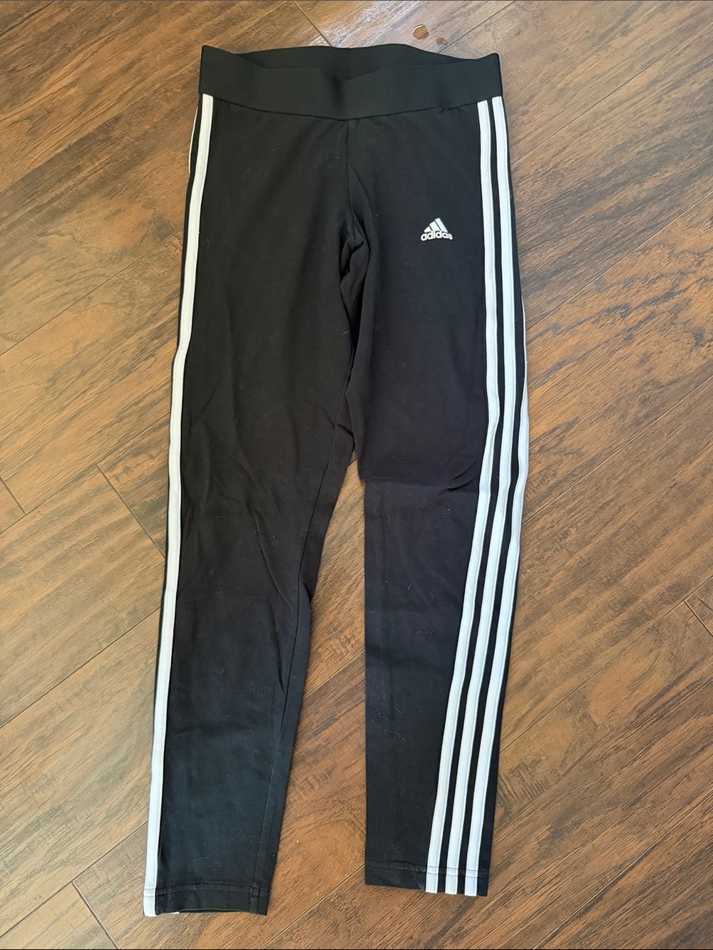 adidas Black Leggings with White Side Stripes